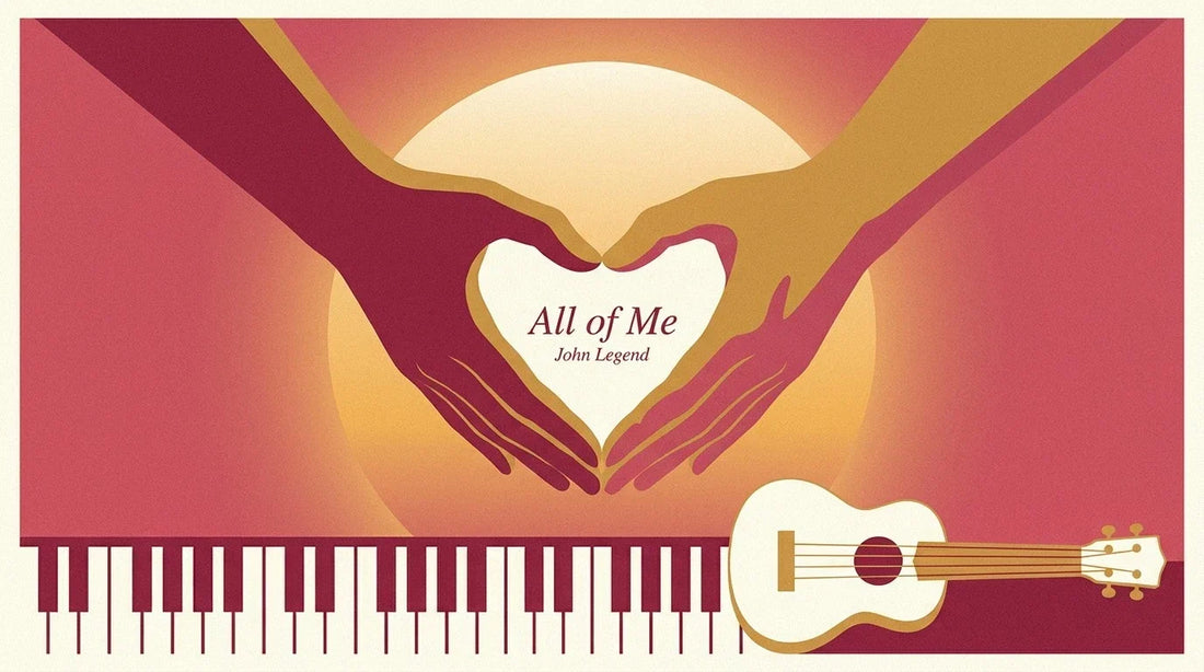 Vintage 2010s soul love song concert poster illustration, All of Me, John Legend