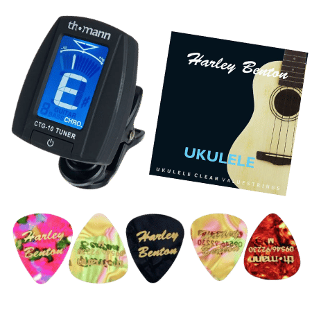 Ukulele Accessories Kit — Tuner, Picks & Strings